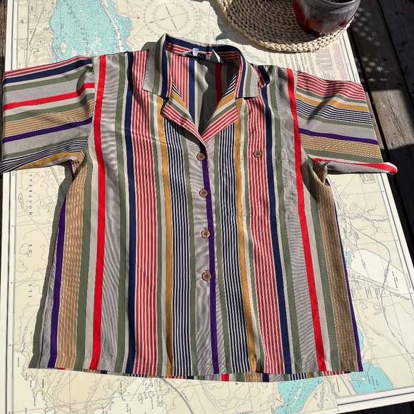Vintage 90s Regina Porter Polyester Striped Top - Picture 2 of 6